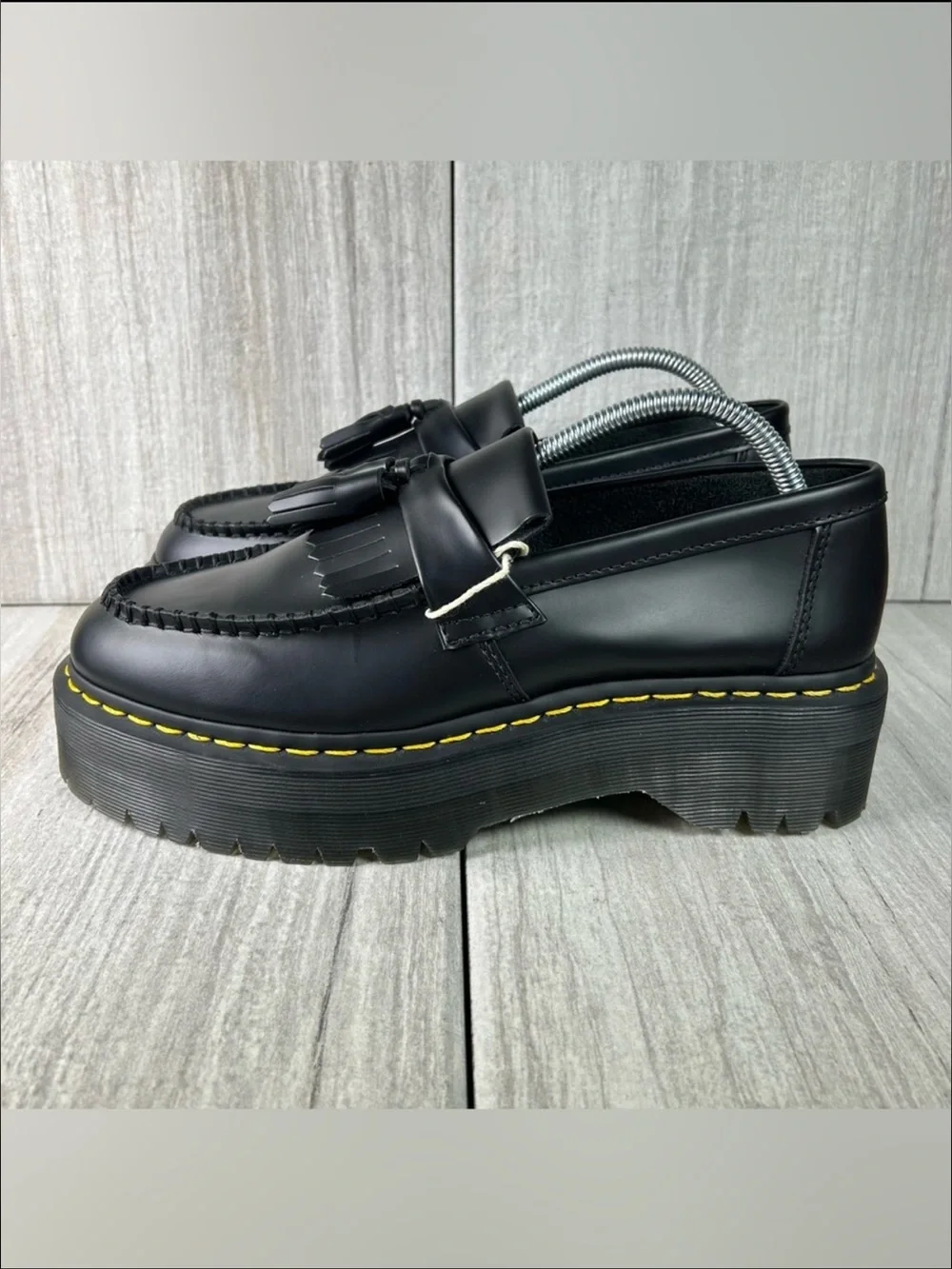 NEW Dr. Martens Docs Adrian Quad Black Leather Tassel Platform Loafer Men Size 9 - Picture 3 of 11
